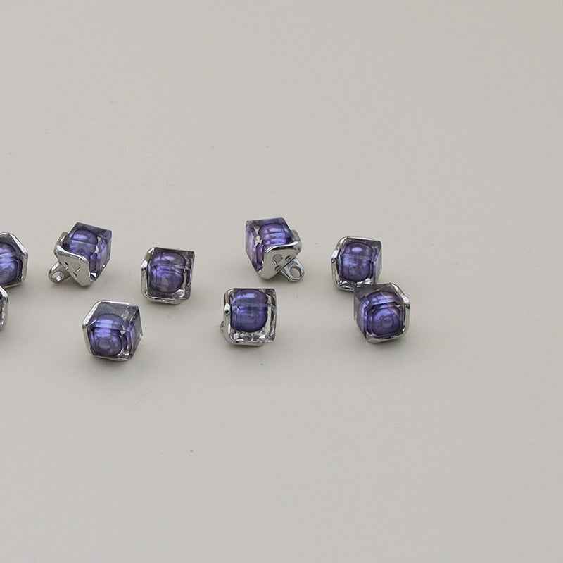 11mm Square Alloy Resin Buttons for Shirts and Sweaters 12PCS