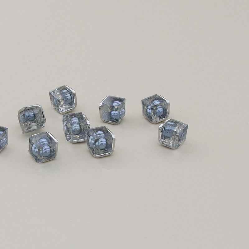 11mm Square Alloy Resin Buttons for Shirts and Sweaters 12PCS