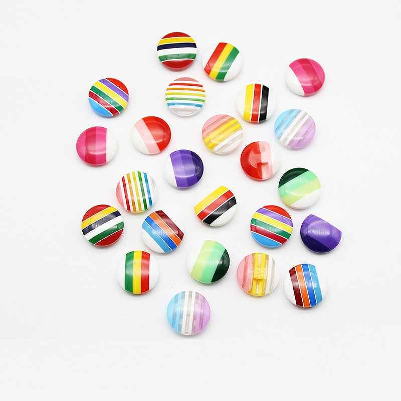 Colorful Striped Hidden Hole Resin Buttons for Knitwear 100 Pack