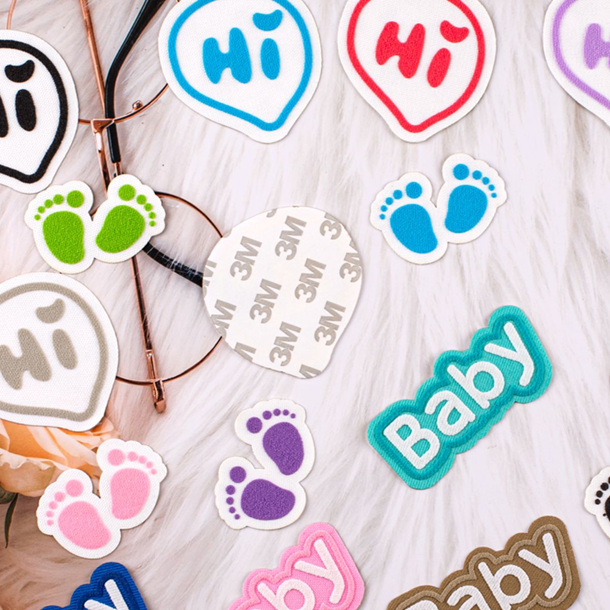 3M Självhäftande Hi Baby Fotavtryck Alfabet 3D Patches för Barn 18ST