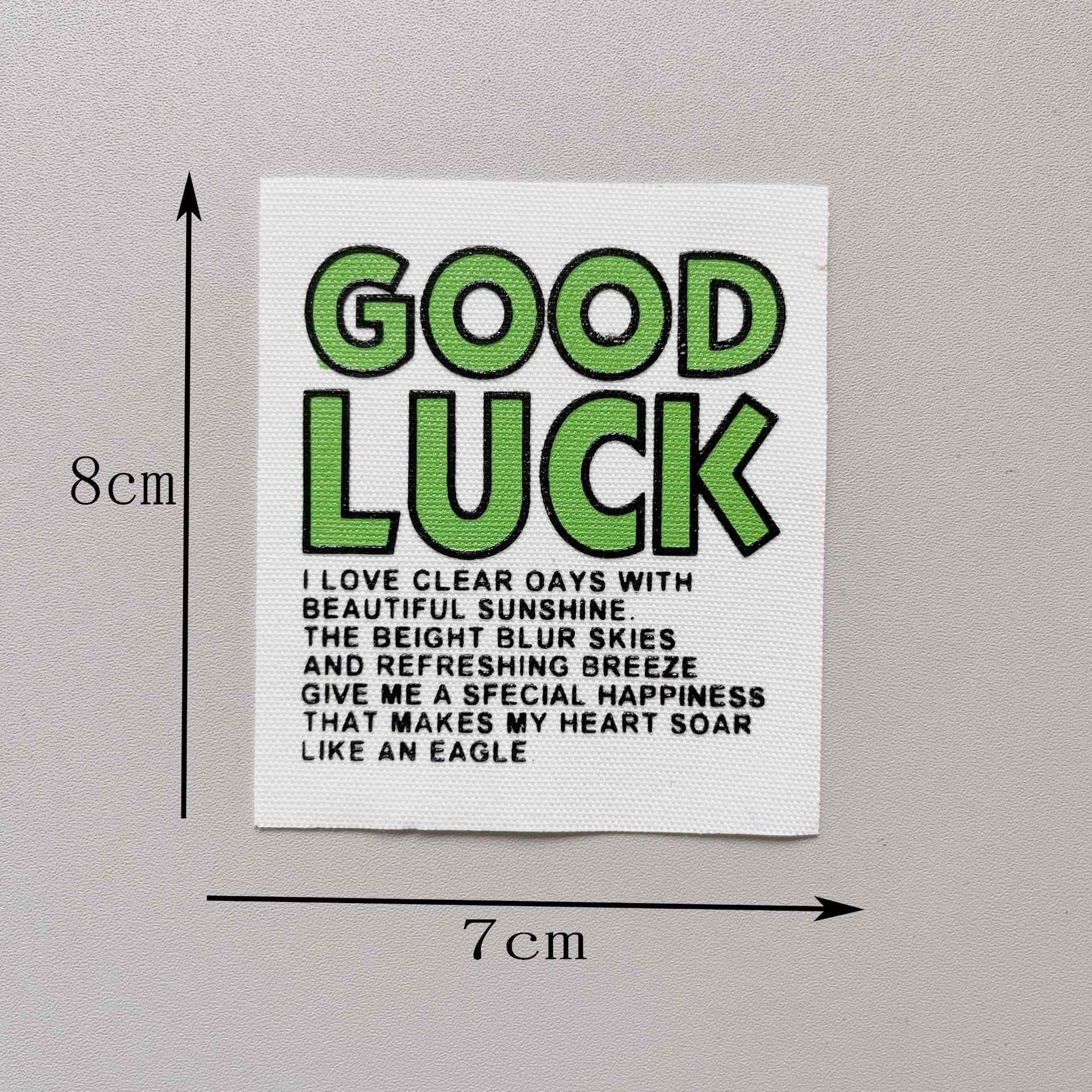 6-Color 'GOOD LUCK' Fabric Patches - 8x7cm 12 Pack - Lots of Buttons