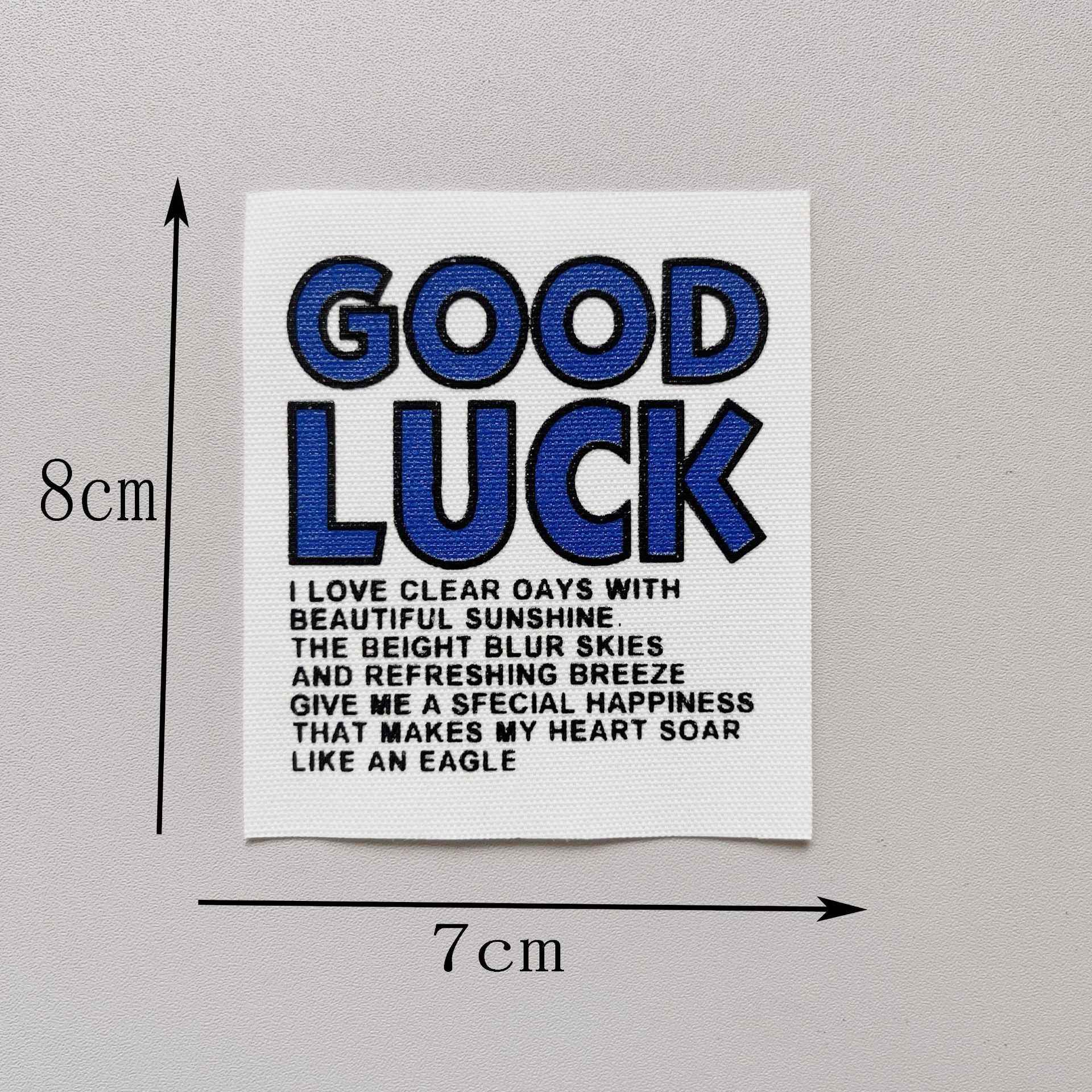 6-Color 'GOOD LUCK' Fabric Patches - 8x7cm 12 Pack - Lots of Buttons