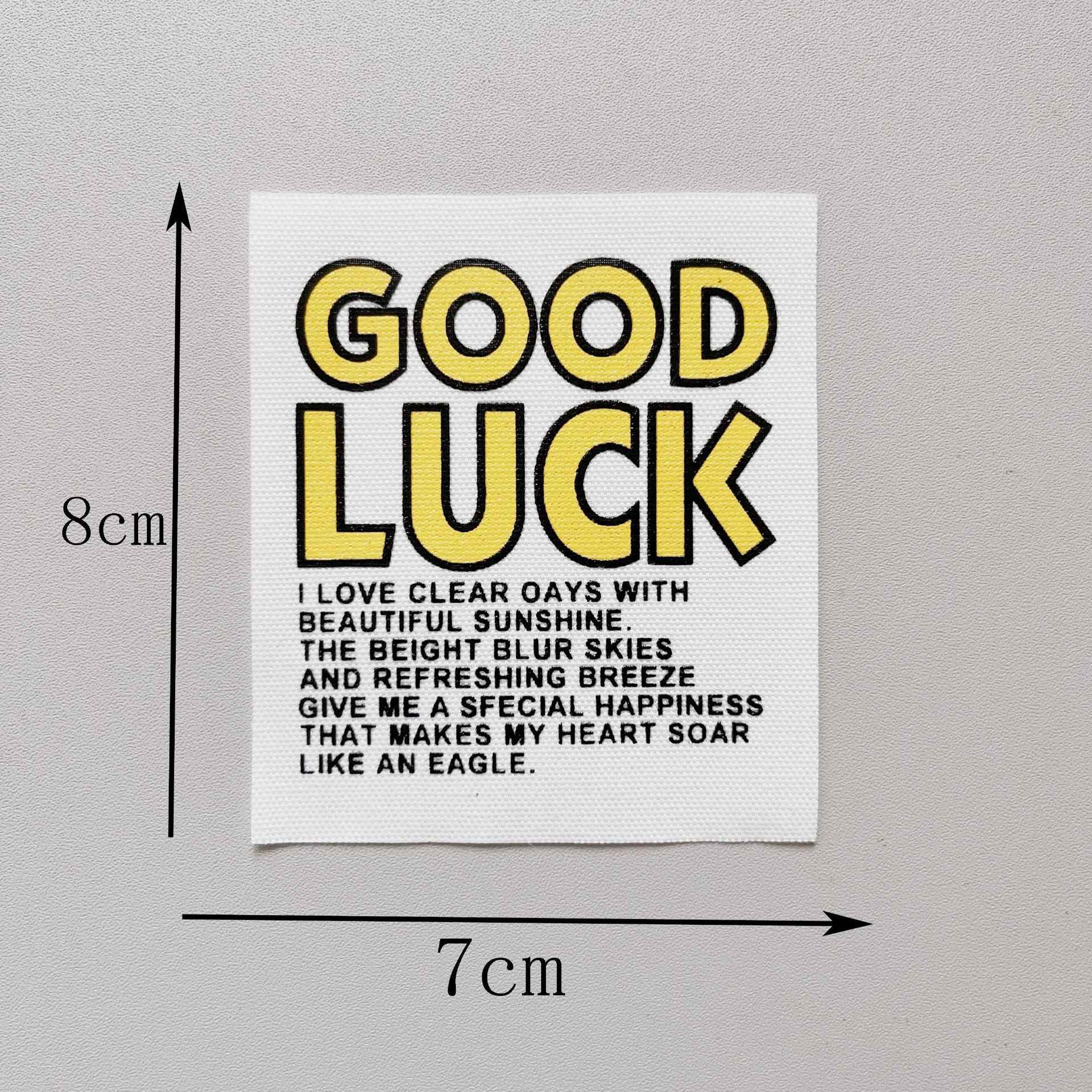 6-Color 'GOOD LUCK' Fabric Patches - 8x7cm 12 Pack - Lots of Buttons