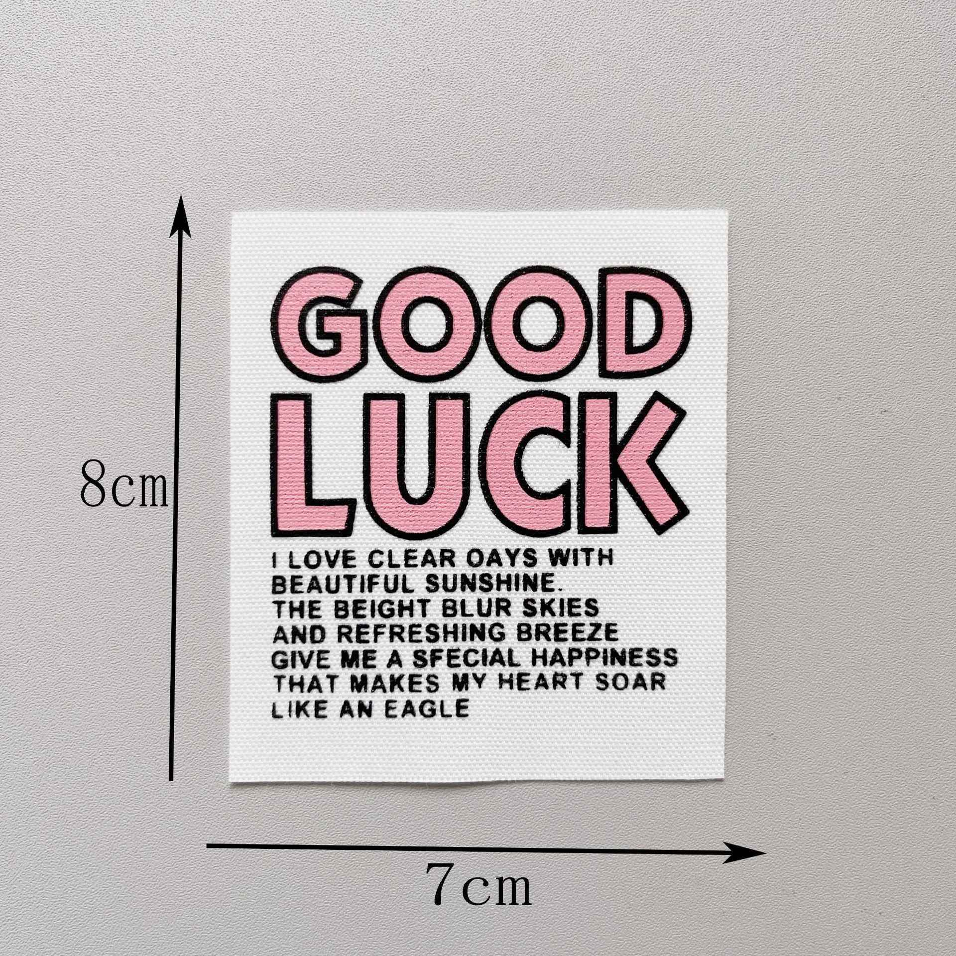 6-Color 'GOOD LUCK' Fabric Patches - 8x7cm 12 Pack - Lots of Buttons