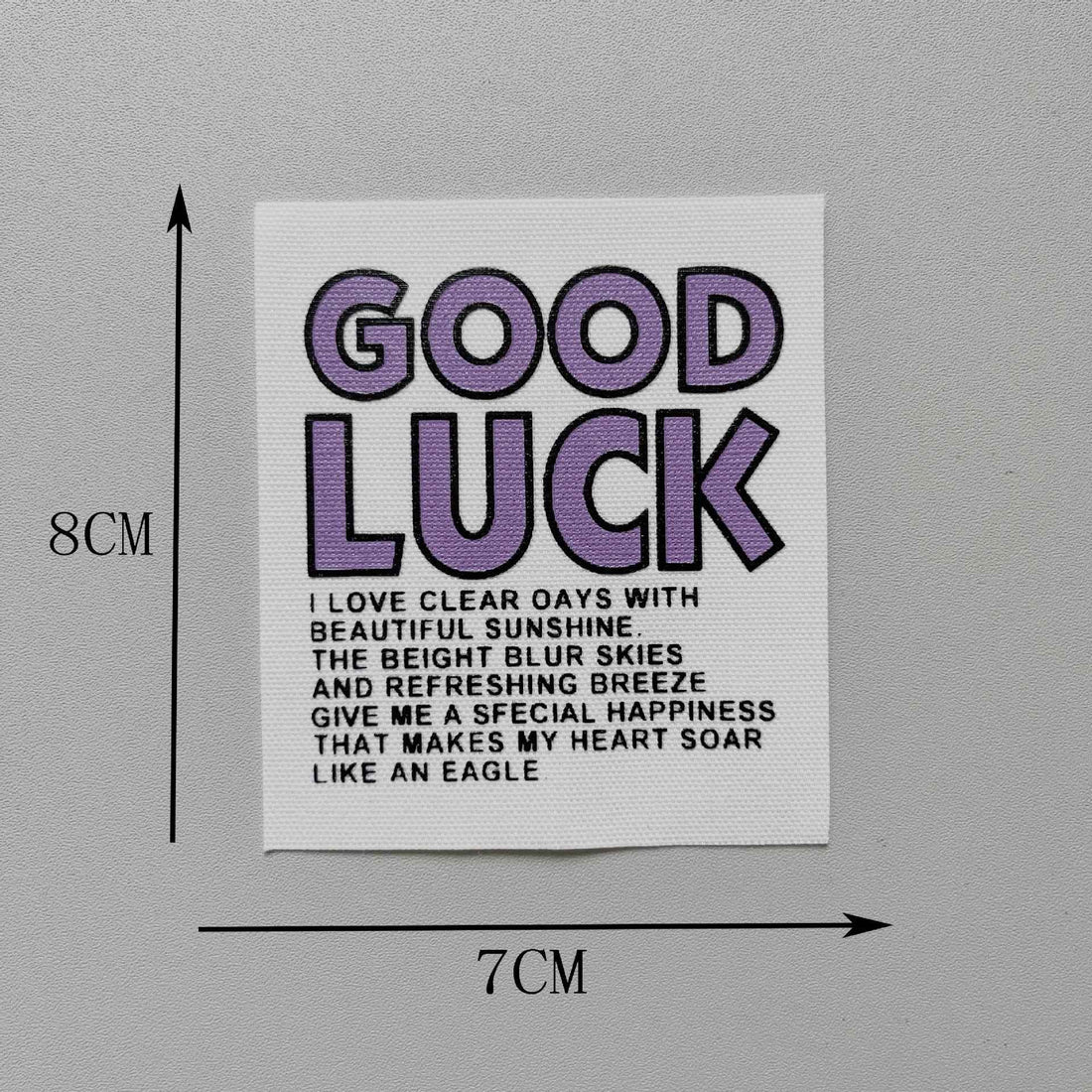 6-Color 'GOOD LUCK' Fabric Patches - 8x7cm 12 Pack - Lots of Buttons