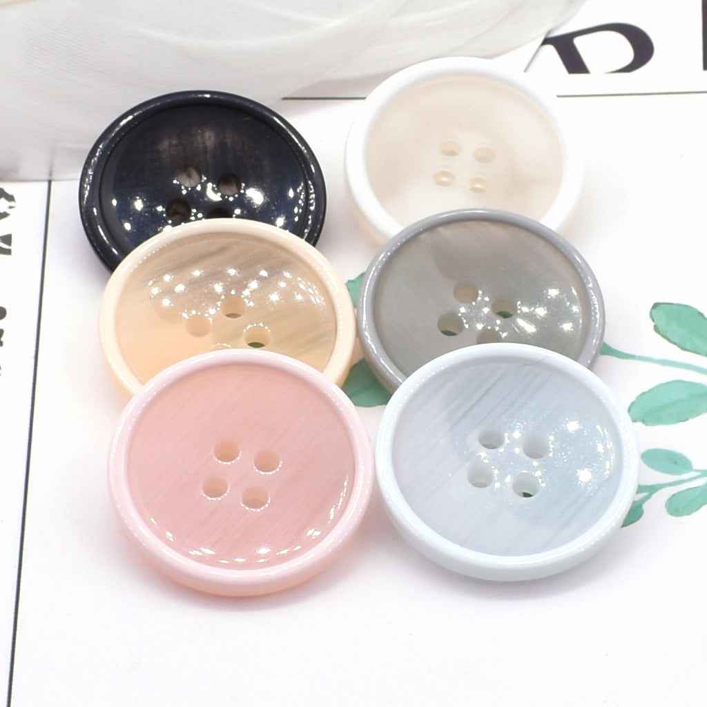 Round 4-Hole Pearl Edge Resin Coat Trench Buttons 60 Pack