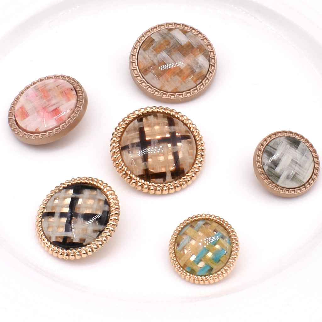 18/23/25mm Korean-Style Woven Fabric-Covered Shank Buttons 18 Pack