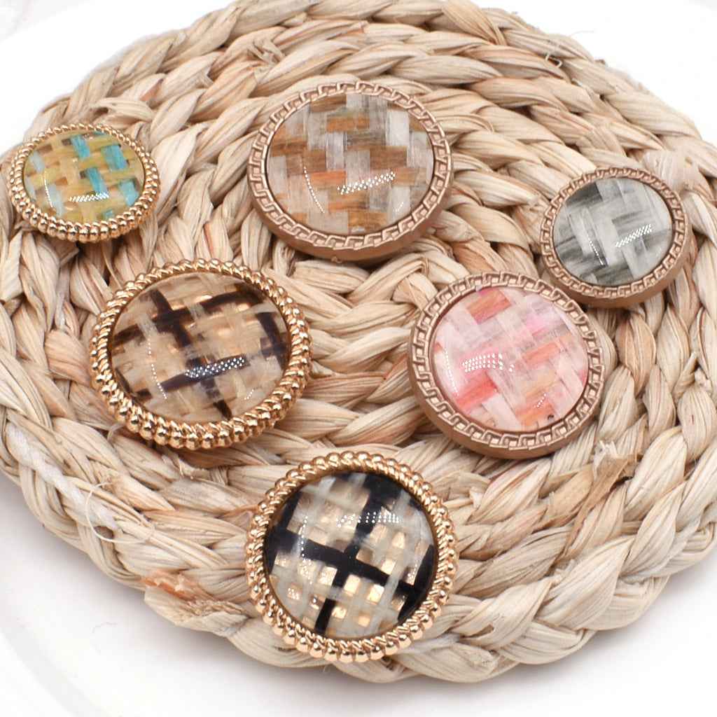 18/23/25mm Korean-Style Woven Fabric-Covered Shank Buttons 18 Pack