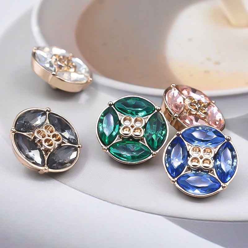 12.5/15/18mm French Rhinestone Shank Buttons for Dresses & Blouses 10pcs