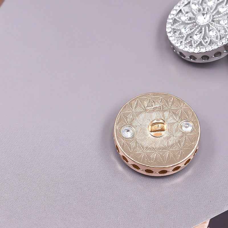 Gunmetal/Gold/Silver Rhinestone Luxury Metal Shank Buttons 10pcs