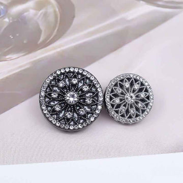Gunmetal/Gold/Silver Rhinestone Luxury Metal Shank Buttons 10pcs