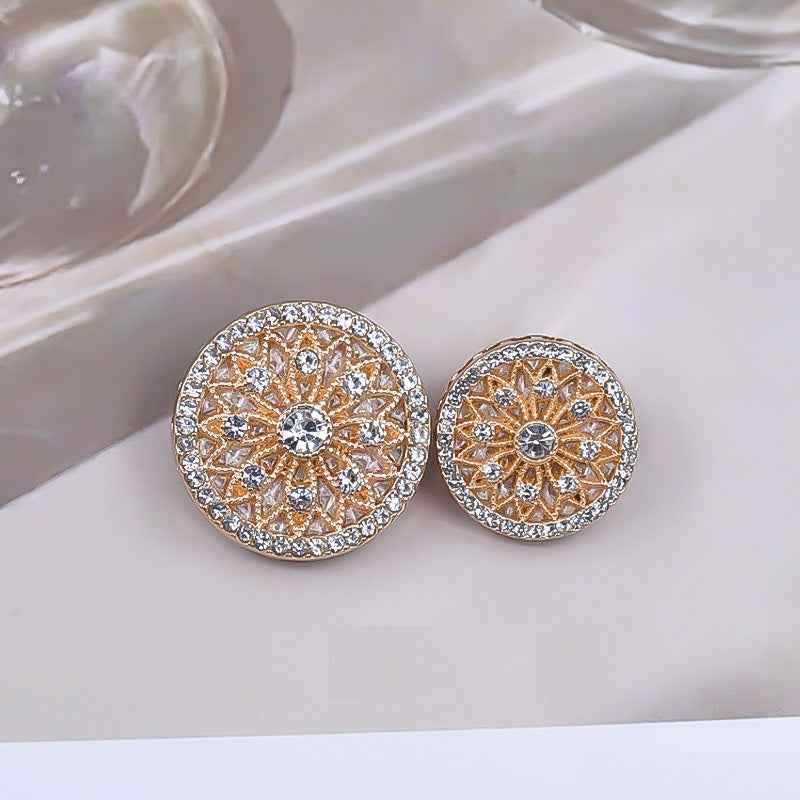 Gunmetal/Gold/Silver Rhinestone Luxury Metal Shank Buttons 10pcs