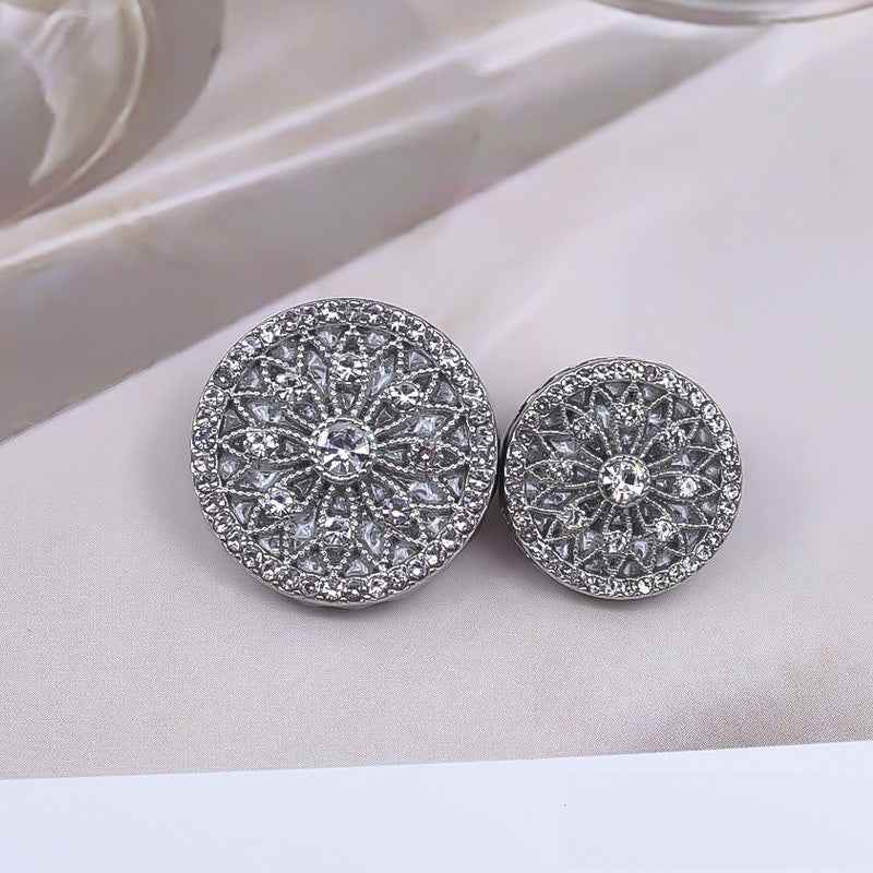 Gunmetal/Gold/Silver Rhinestone Luxury Metal Shank Buttons 10pcs