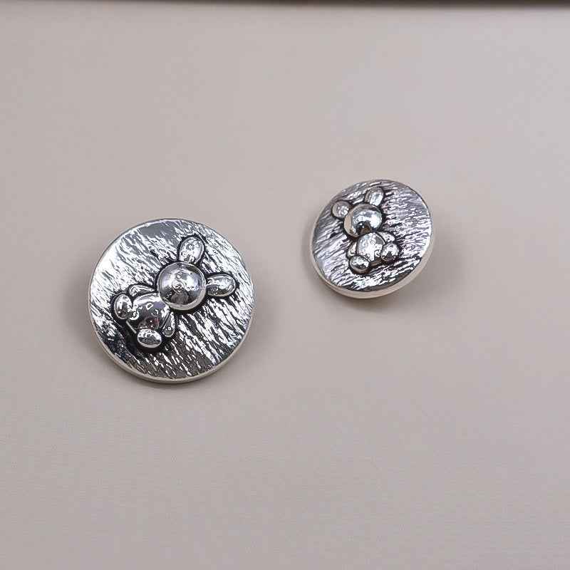 Vintage Round Gold Silver Rabbit Embossed Metal Shank Buttons 20 Pack