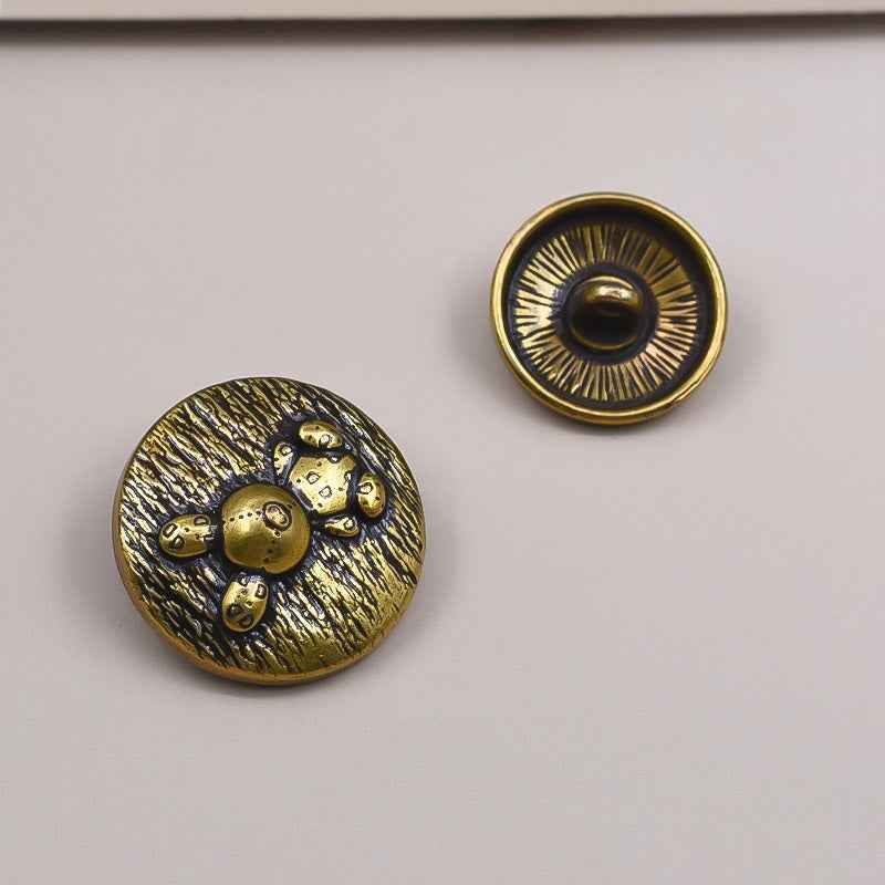 Vintage Round Gold Silver Rabbit Embossed Metal Shank Buttons 20 Pack