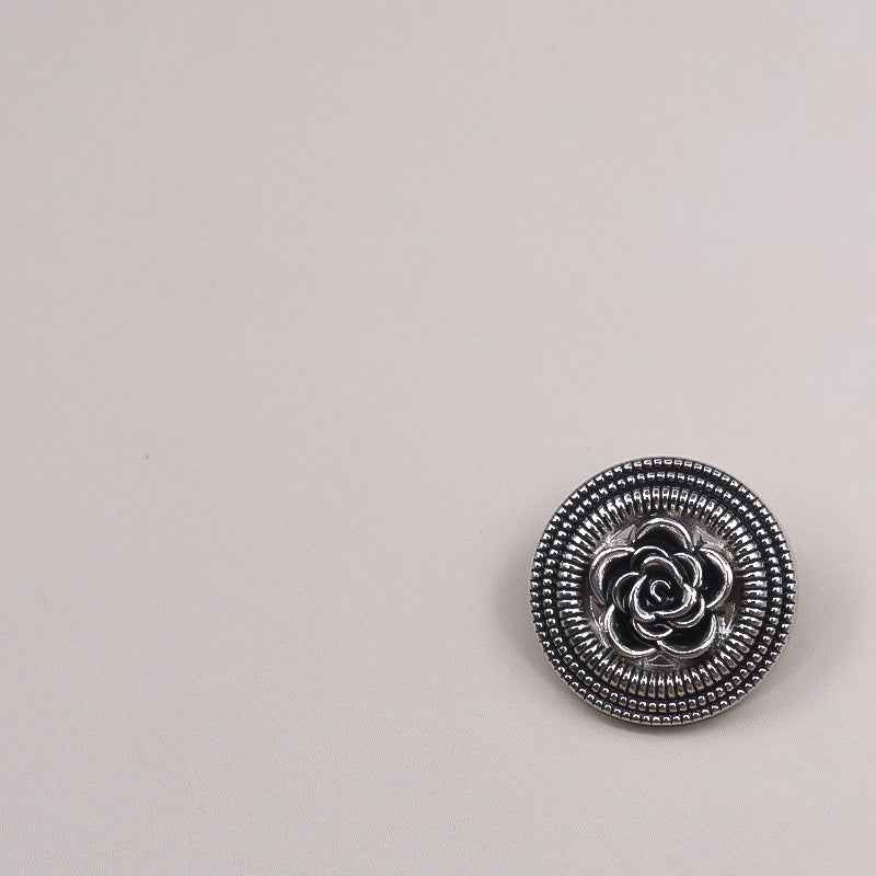 Vintage Gold/Nickel Black Oil Tone Hollow Rose Metal Buttons 18 Pack
