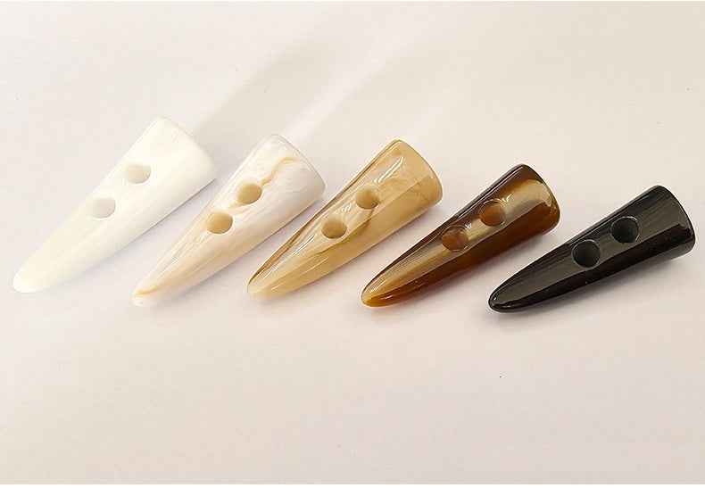 Resin Faux Horn 2-Hole Toggle Buttons -Trench Coat Fasteners 30pcs