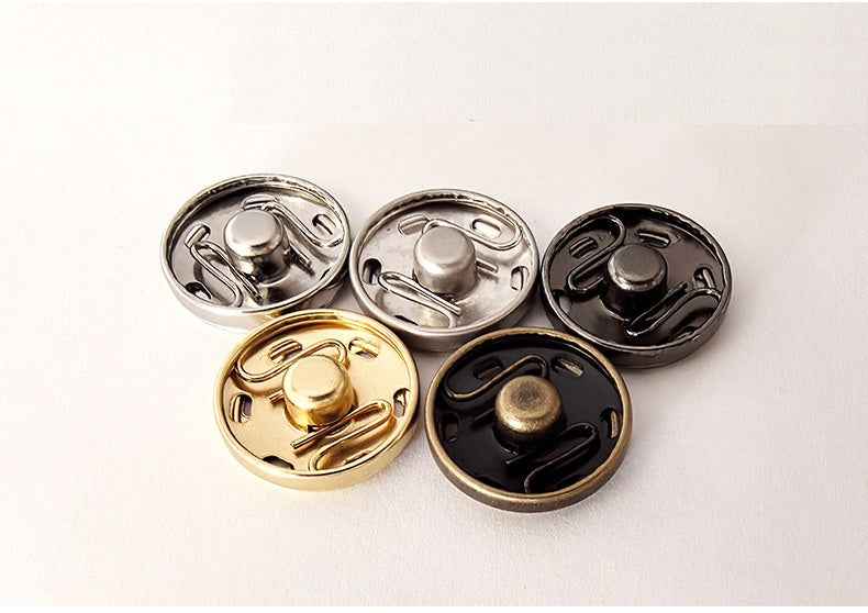 Solid Brass Snap Buttons Hand-Sewn Metal Fasteners 50 Pack(5 Colors)