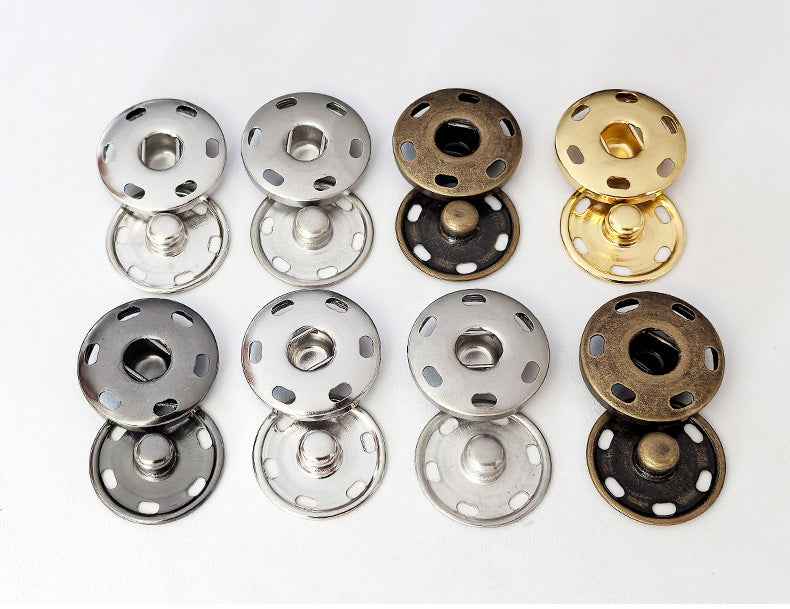 Solid Brass Snap Buttons Hand-Sewn Metal Fasteners 50 Pack(5 Colors)