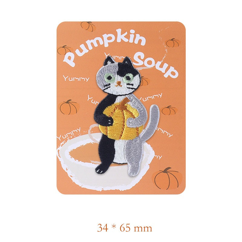 Self-Adhesive Pumpkin Soup Rabbit Duck Squirrel Embroidered Patches 4 Pack
