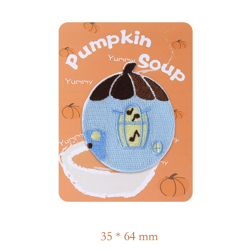 Self-Adhesive Pumpkin Soup Rabbit Duck Squirrel Embroidered Patches 4 Pack