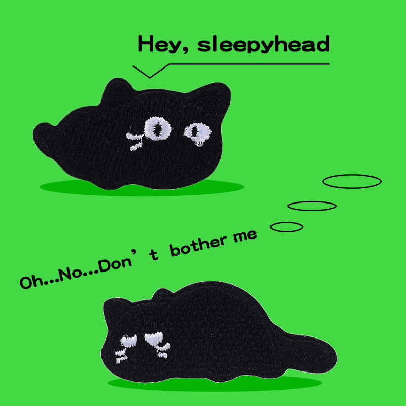 Self-Adhesive Little Black Cat Embroidered Patches 10 Pack