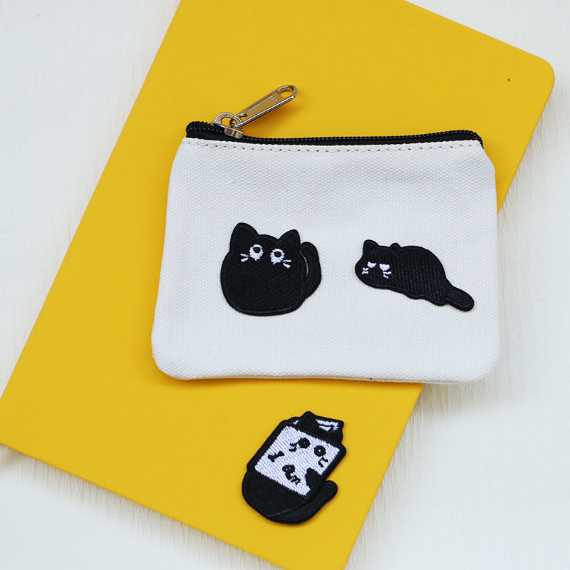 Self-Adhesive Little Black Cat Embroidered Patches 10 Pack