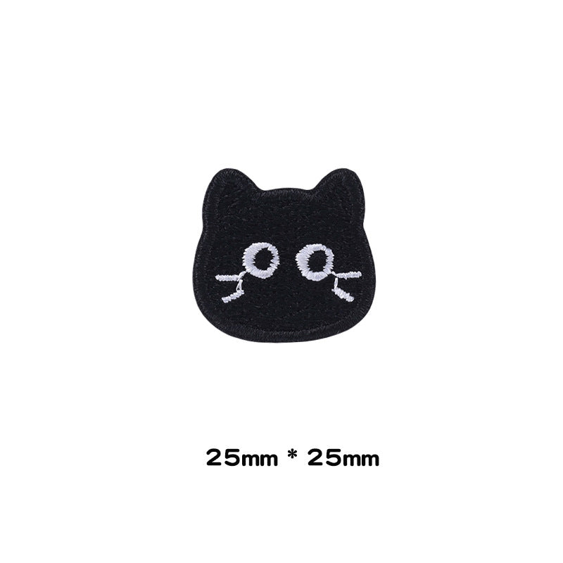 Self-Adhesive Little Black Cat Embroidered Patches 10 Pack