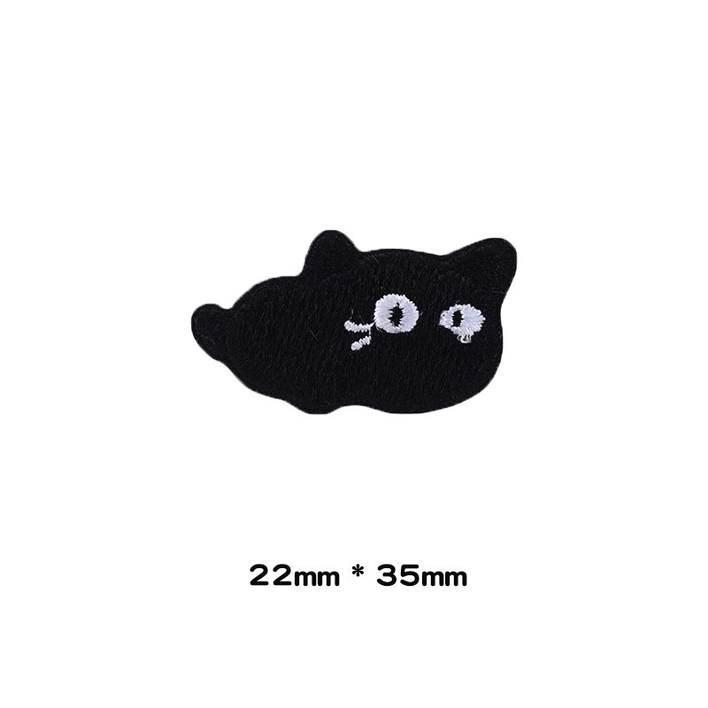 Self-Adhesive Little Black Cat Embroidered Patches 10 Pack