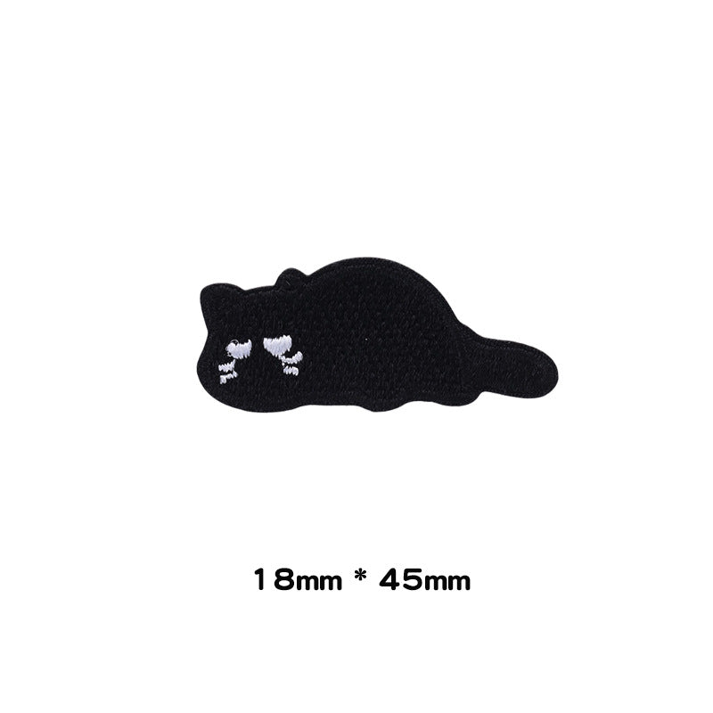 Self-Adhesive Little Black Cat Embroidered Patches 10 Pack