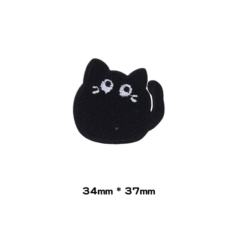 Self-Adhesive Little Black Cat Embroidered Patches 10 Pack
