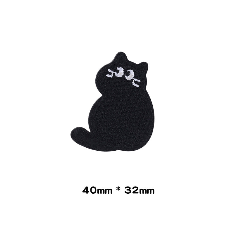 Self-Adhesive Little Black Cat Embroidered Patches 10 Pack
