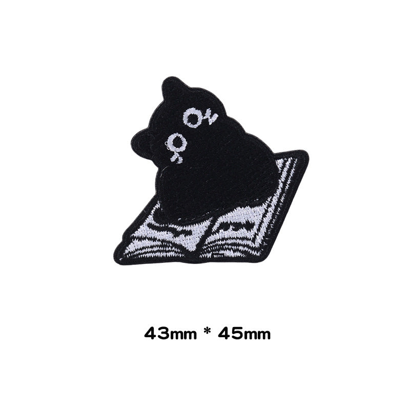 Self-Adhesive Little Black Cat Embroidered Patches 10 Pack