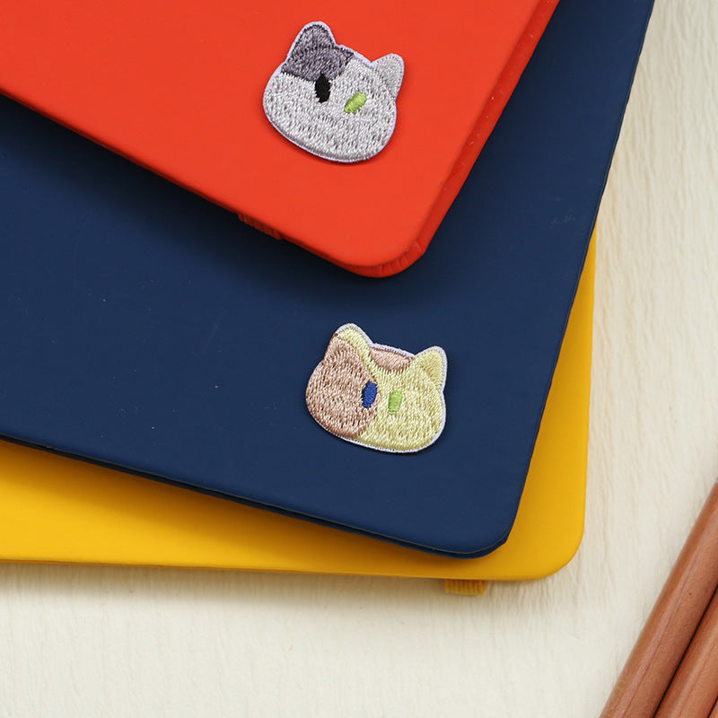 20mm Self-Adhesive Cat Head Embroidered Patches 12pcs