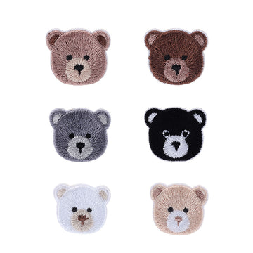 20mm Self-Adhesive Teddy Bear Head Patch for Clothes 6 Pack