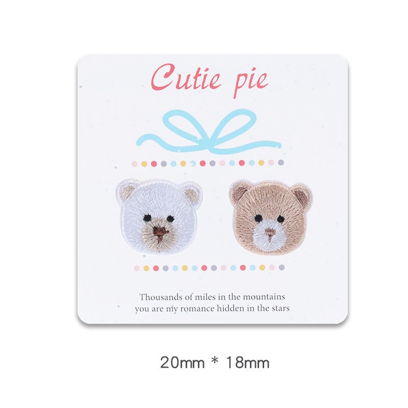 20mm Self-Adhesive Teddy Bear Head Patch for Clothes 6 Pack