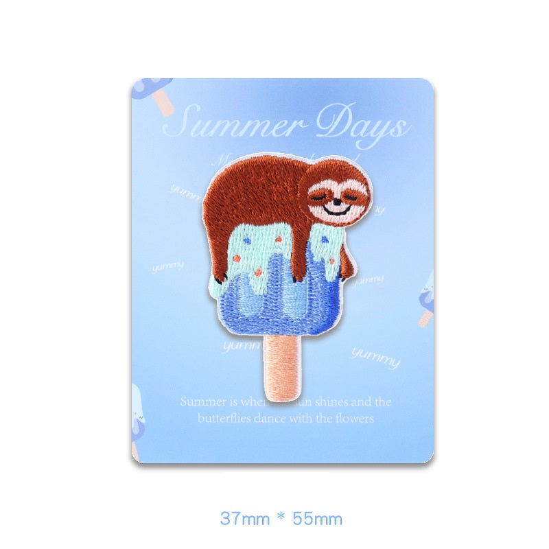 Whimsical Self-Adhesive Animal & Ice Pop Embroidered Patches 4 Pack