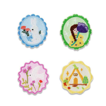 'Forest Song' Self - Adhesive Embroidered Patch 4pcs - Lots of Buttons