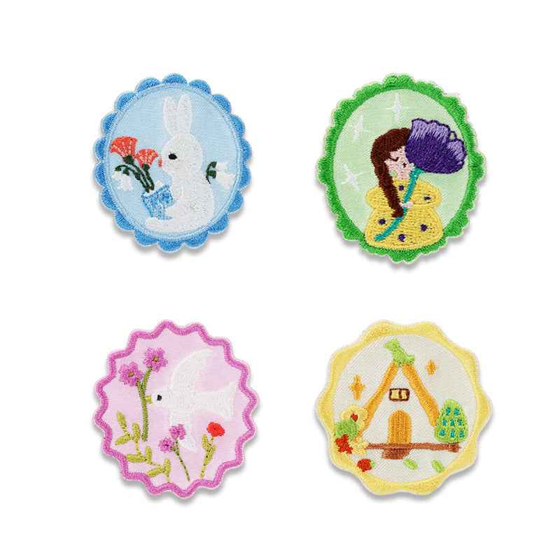 'Forest Song' Self - Adhesive Embroidered Patch 4pcs - Lots of Buttons