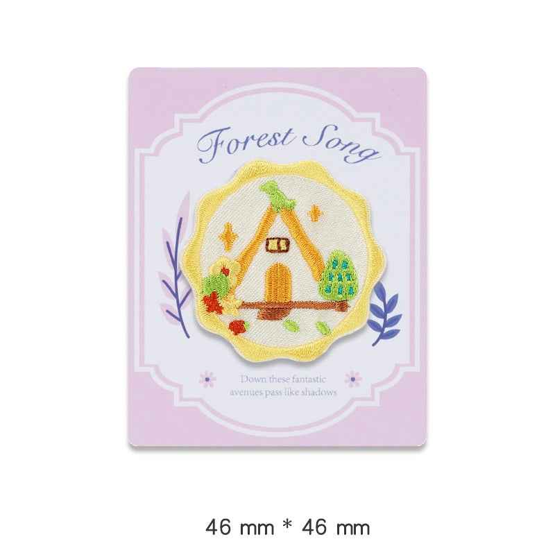 'Forest Song' Self - Adhesive Embroidered Patch 4pcs - Lots of Buttons