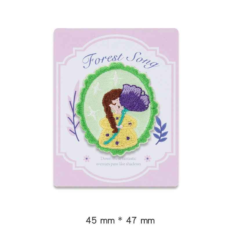 'Forest Song' Self - Adhesive Embroidered Patch 4pcs - Lots of Buttons