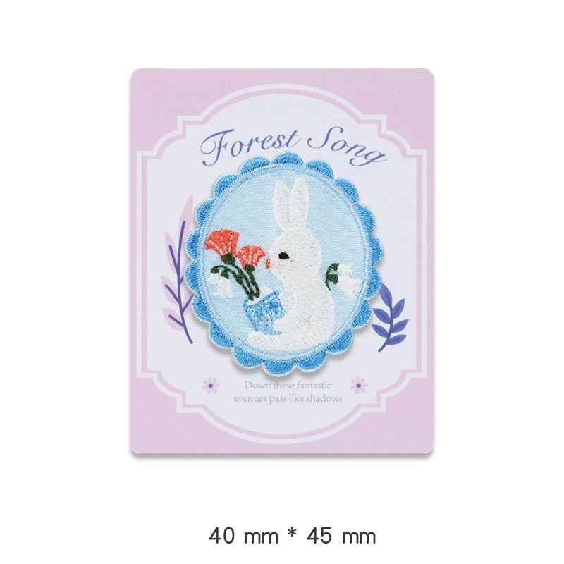 'Forest Song' Self - Adhesive Embroidered Patch 4pcs - Lots of Buttons