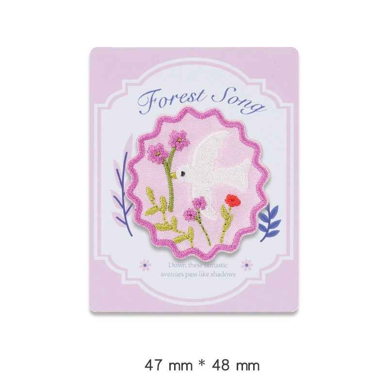 'Forest Song' Self - Adhesive Embroidered Patch 4pcs - Lots of Buttons