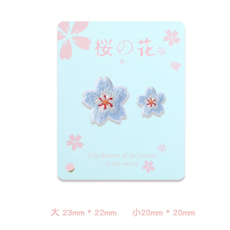 Self-Adhesive Pink Rabbit Sakura Embroidered Patches 10PCS