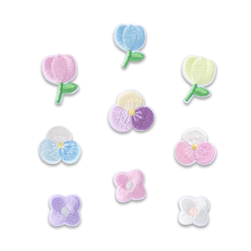 Self-Adhesive Spring Flower Embroidered Patches 12 Pack