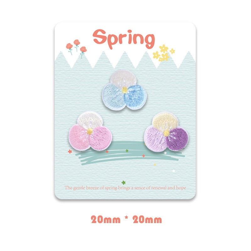 Self-Adhesive Spring Flower Embroidered Patches 12 Pack