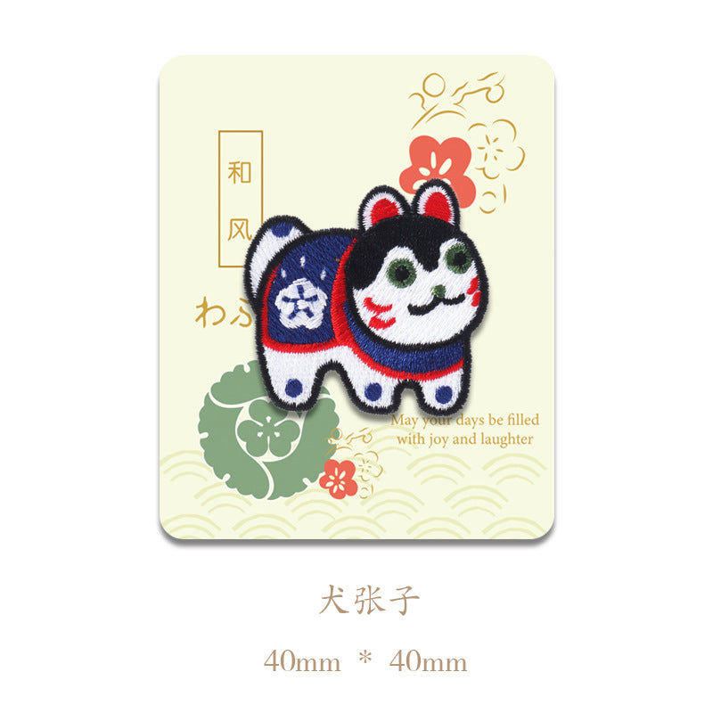 Self-Adhesive Japanese Style Daruma Embroidered Patches 5 Pack