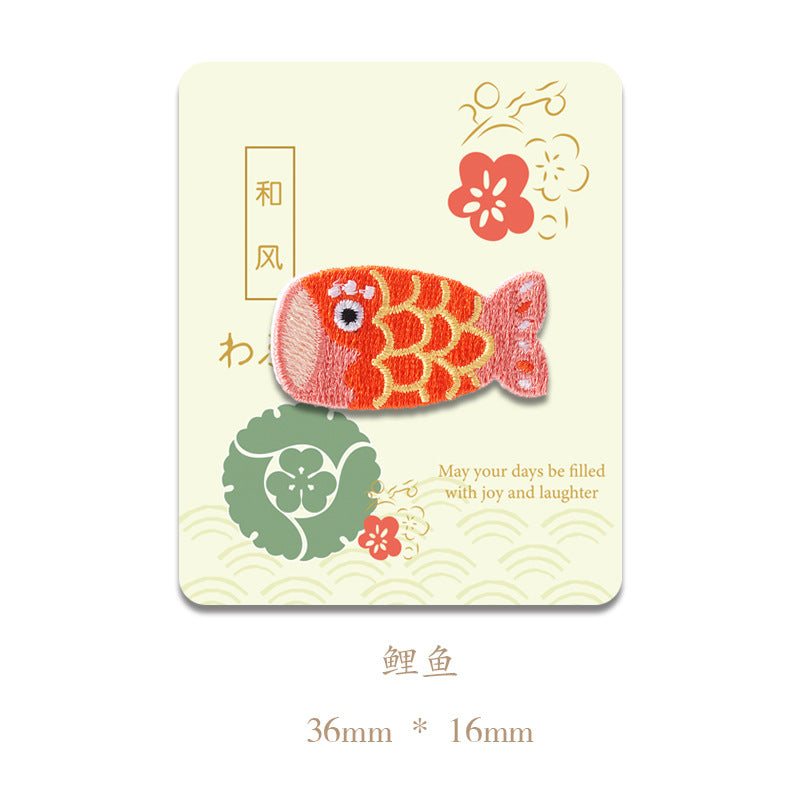 Self-Adhesive Japanese Style Daruma Embroidered Patches 5 Pack