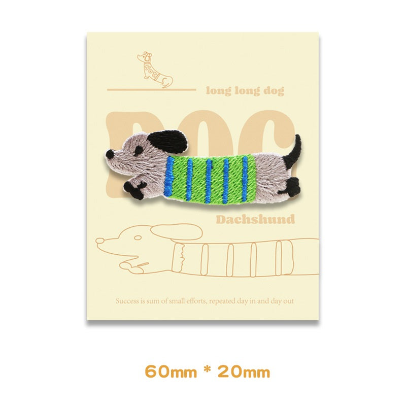 Dachshund Long Long Dog Self-Adhesive Embroidered Patches 4pcs