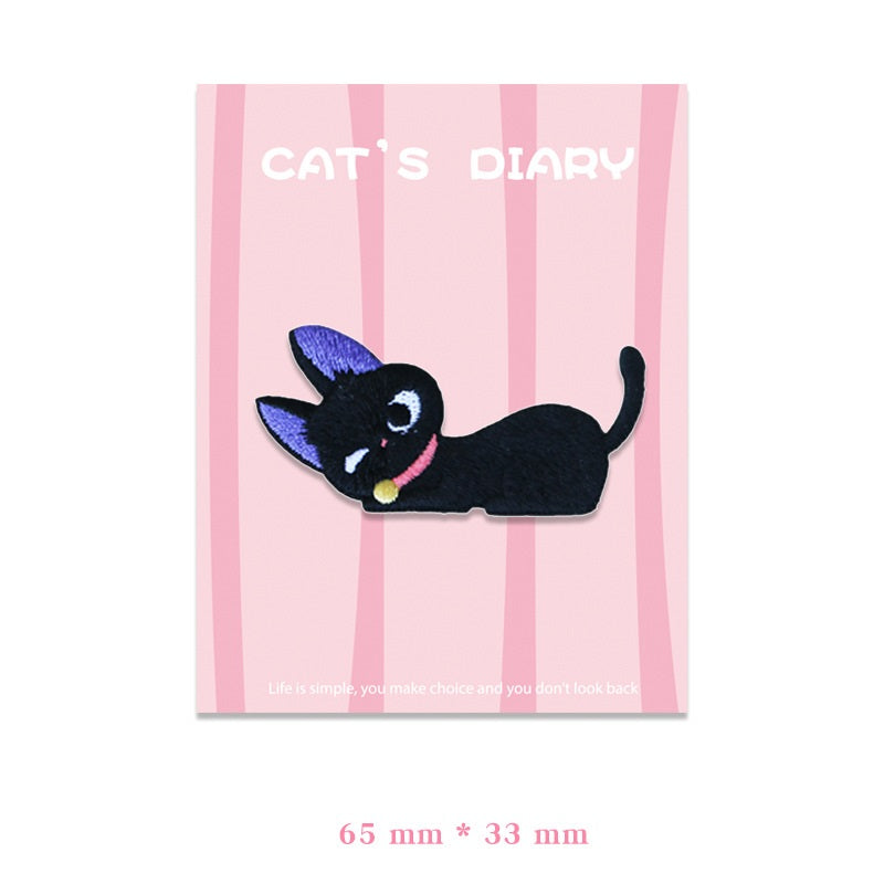 Adorable Big-Eyed & Black Cat Embroidered Patches 9pcs